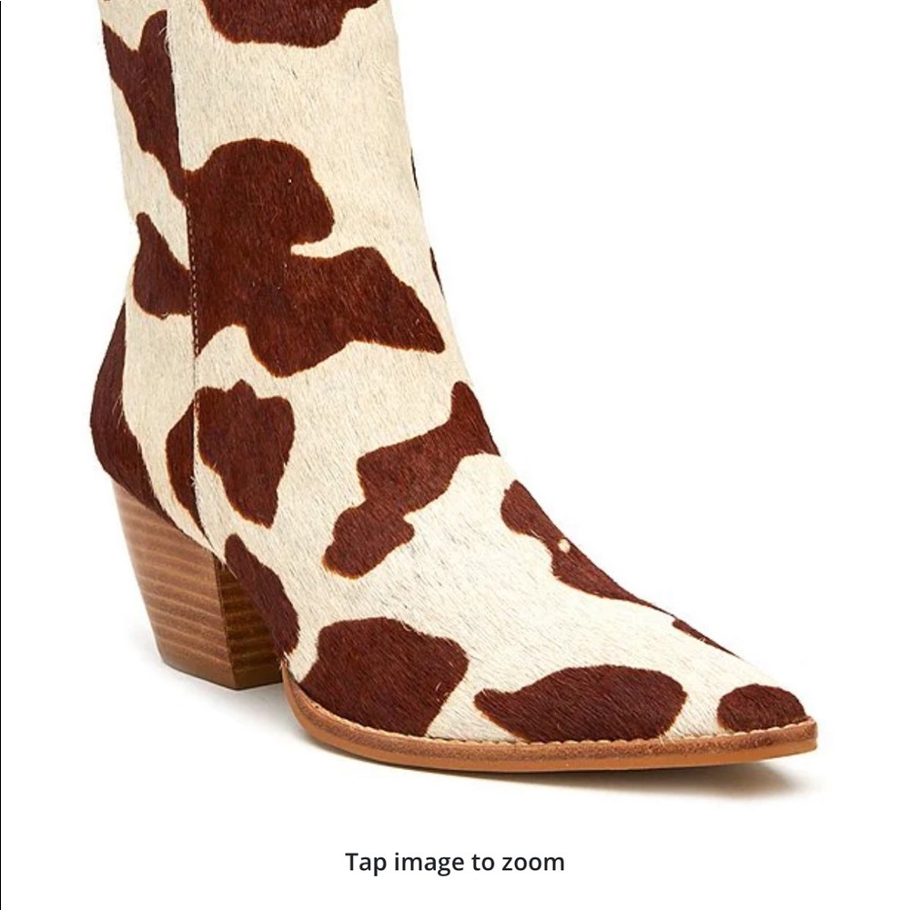 Matisse, the Caty Cow Spot Print Calf Hair Western Inspired Booties